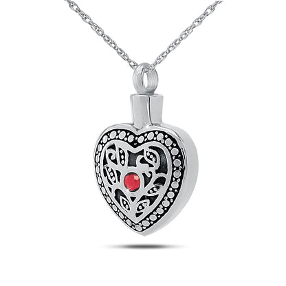 January w/ Garnet Stainless Steel Keepsake